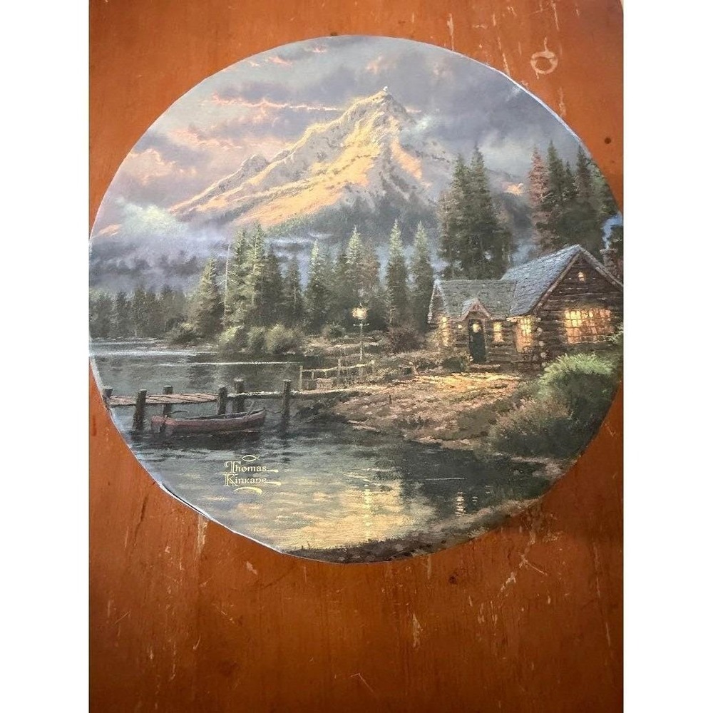 Thomas Kinkade Lakeside Hideaway Decorative Round Hat Box Storage 2005 REU2922